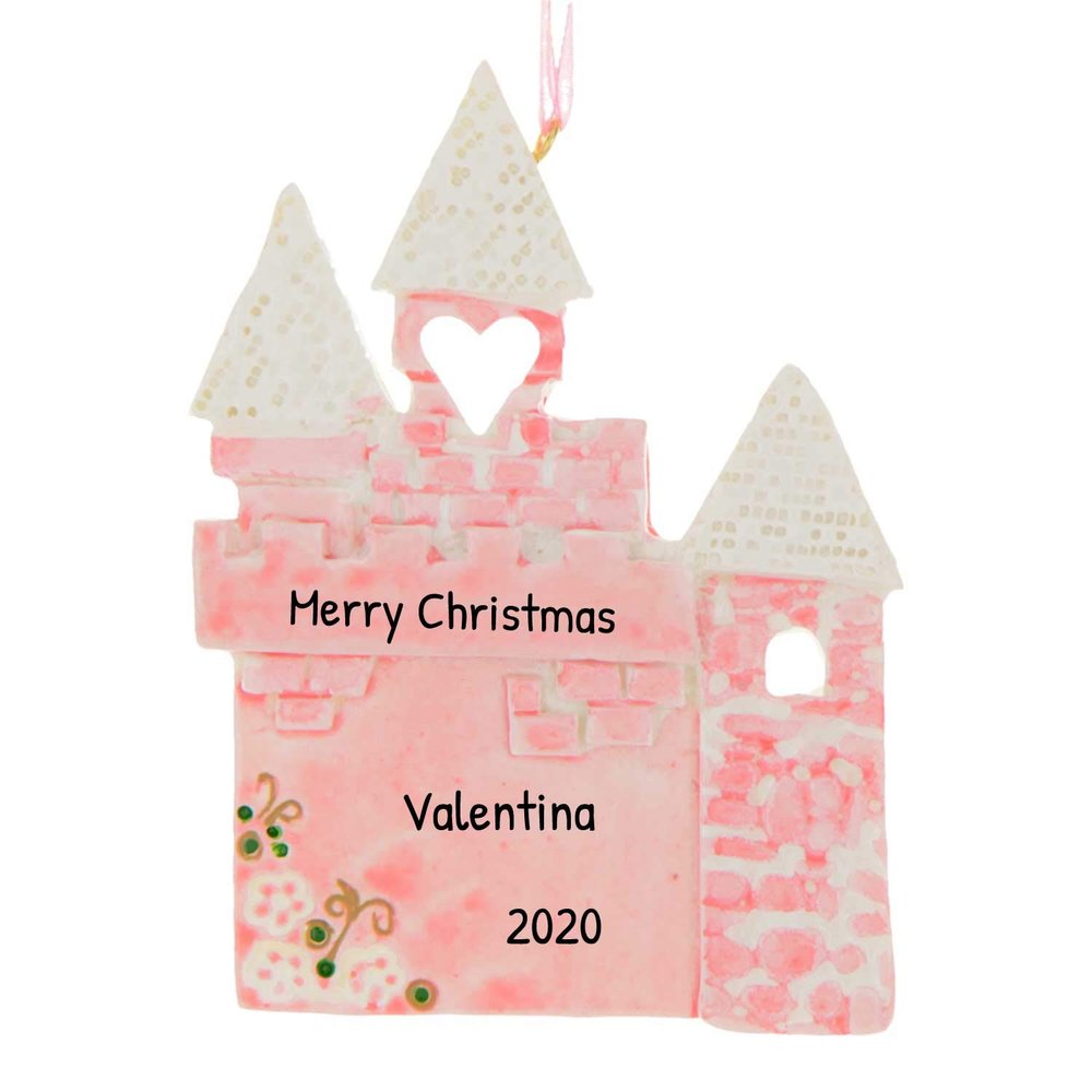 3D Castle Ornaments for Kids 2025 - Watercolor Castle Christmas Ornament for Girls Personalized Christmas Ornaments for Kids Pink Gifts for Girls Toddler Ornament for Xmas Tree Unique Keepsake