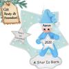 3D Personalized Babys First Christmas Ornament 2025 Boy | Baby's First Christmas Ornament 2025 Baby Ornaments for Xmas Tree My 1st Xmas Boy Ornaments for Couples New Parents - Blue Baby with Stars view 1