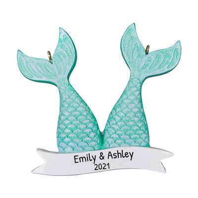 3D Personalized Our First Christmas Ornament 2025 | Custom Mermaid Tails Couple Ornaments Blue Tail Couples Ornament 2025 Family of 2 Unique for a Couple Ornaments Couples Unique Gifts