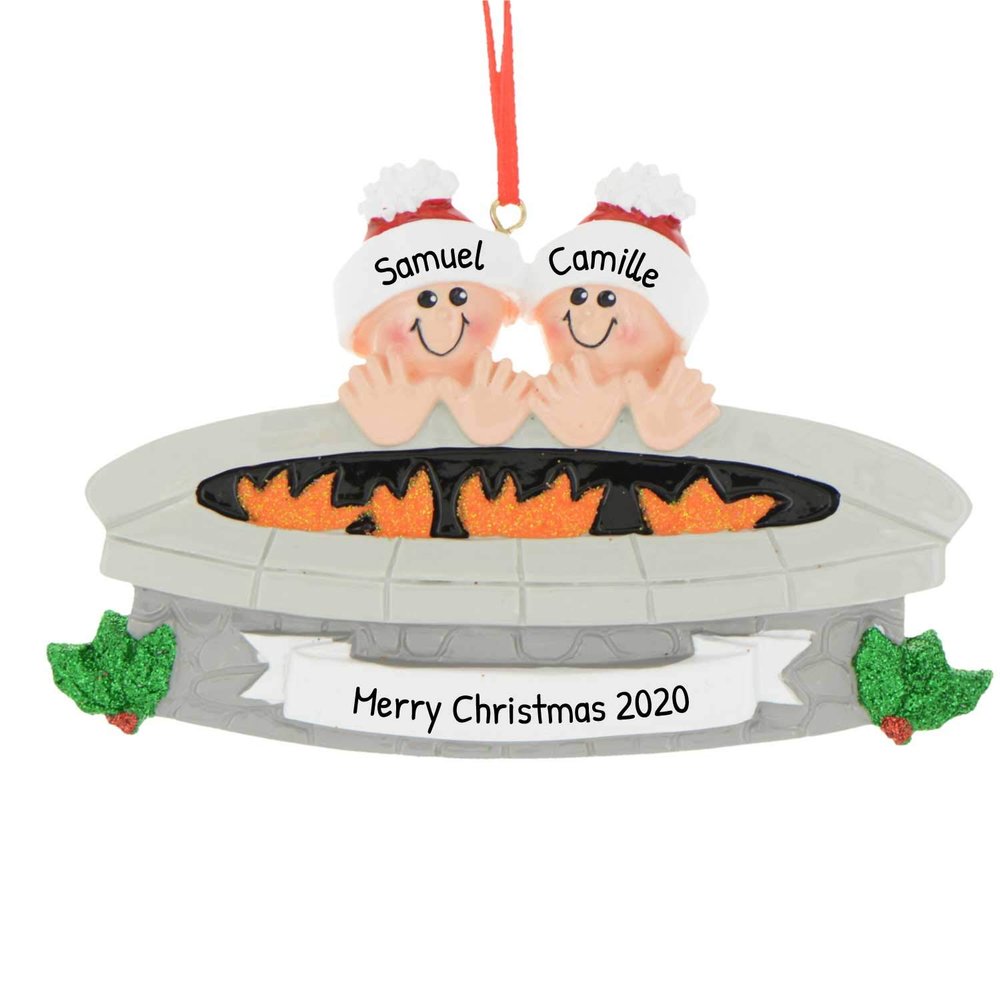 3D Personalized Our First Christmas Ornament 2025 | Custom Firepit Couple Ornaments Fireplace Couples Ornament 2025 Family of 2 Unique for a Couple Ornaments Couples Unique Gifts