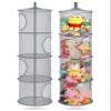 coastal rose 2Pcs Stuffed Animal Storage Foldable Stuffed Animal Net or Hammock Organizer, 4 Compartments Hanging Mesh Toy Storage Hammock for Kid Room Toys, Gloves, Hats, SocksGrey view 1