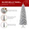 Glitzhome 7.5ft Silve Pencil Tinsel Artificial Christmas Tree, Holiday Hinged Fir Christmas Tree with 1188 Branch Tips and Metal Foldable Stand for Home Office Party Holiday Decoration view 4