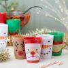Sparkle and Bash 24 Pack Plastic Christmas Cups for Kids, 4 Xmas Designs - Table Decoration for Holiday Parties, 16 oz view 2