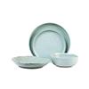 Blue 16 Piece Dinnerware Set Solid Casual Farmhouse Modern Contemporary Round Stoneware Dishwasher Safe Microwave view 2