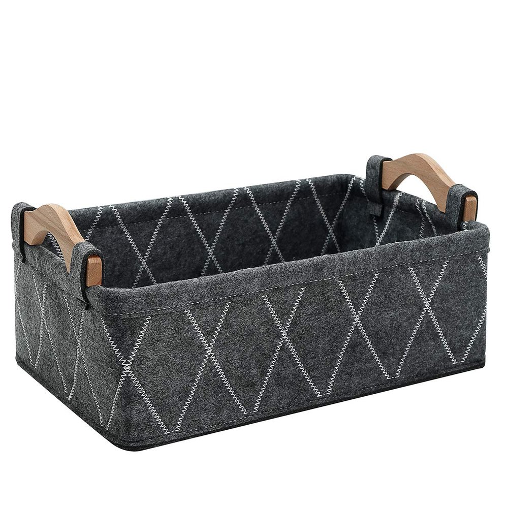 KWLET Small Baskets Fabric Bin Felt Empty Gift Basket Nursery Organizer for Makeup Cosmetics Underwear Socks Bra Collapsible Basket Home Decor