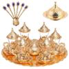 Alisveristime Handmade Turkish Tea Water Zamzam Serving Set Glasses Saucer, Tray and Spoon (Gold) view 1