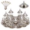 Alisveristime Handmade Turkish Tea Water Zamzam Serving Set Glasses Saucer, Tray and Spoon (Silver) view 1