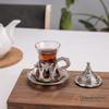 Alisveristime Handmade Turkish Tea Water Zamzam Serving Set Glasses Saucer, Tray and Spoon (Silver) view 2