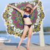 Violet Mist Mandala Round Beach Towel Blanket, Oversized Circle Microfiber Hippie Boho Bohemian Sandproof Flower Towel, Soft 60 inch Beach Towels with Tassels for Women Adult Swim Pool Yoga, Yellow view 2