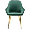 BTEXPERT Set of 2, Mid-Century Modern Accent Chair Modern Leisure Armchair with Gold Legs Velvet Dining Chair, Vanity Chair for Makeup, Upholstered Green Dressing Chair view 3