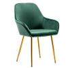 BTEXPERT Set of 2, Mid-Century Modern Accent Chair Modern Leisure Armchair with Gold Legs Velvet Dining Chair, Vanity Chair for Makeup, Upholstered Green Dressing Chair view 4