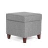 Adeco 17" Square Ottoman with Storage, Small Blue Storage Ottoman Foot Rest with Hinged Lid & Solid Wood Legs, Linen Fabric Foot Stool for Living Room & Bedroom view 1