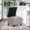 Adeco 17" Square Ottoman with Storage, Small Blue Storage Ottoman Foot Rest with Hinged Lid & Solid Wood Legs, Linen Fabric Foot Stool for Living Room & Bedroom view 2