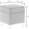 Adeco 17" Square Ottoman with Storage, Small Blue Storage Ottoman Foot Rest with Hinged Lid & Solid Wood Legs, Linen Fabric Foot Stool for Living Room & Bedroom view 3