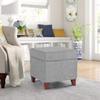 Adeco 17" Square Ottoman with Storage, Small Blue Storage Ottoman Foot Rest with Hinged Lid & Solid Wood Legs, Linen Fabric Foot Stool for Living Room & Bedroom view 4