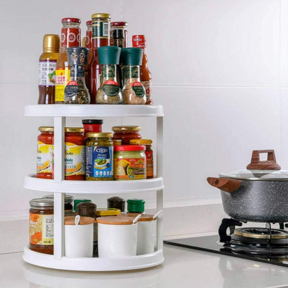 Spice Rack Rotatable Small Plastic Kitchen Cupboard Storage For Spices And Condiments, Rotating Spice Jars Holder For Kitchen And Pantry gray