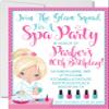 Spa Birthday Party Invitations, Manicure Birthday Party Invitations, Spa Party Invites With Envelopes (Pink & Turquoise - Pony Tails) view 1