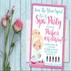 Spa Birthday Party Invitations, Manicure Birthday Party Invitations, Spa Party Invites With Envelopes (Pink & Turquoise - Pony Tails) view 3