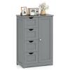 Giantex Bathroom Cabinet, Freestanding Storage Cabinet with 1 Door & 4 Drawers, 3-Level Adjustable Shelf, Anti-toppling System, Modern Storage Organizer for Bathroom, Living Room, Kitchen (Gray) view 1