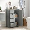 Giantex Bathroom Cabinet, Freestanding Storage Cabinet with 1 Door & 4 Drawers, 3-Level Adjustable Shelf, Anti-toppling System, Modern Storage Organizer for Bathroom, Living Room, Kitchen (Gray) view 2