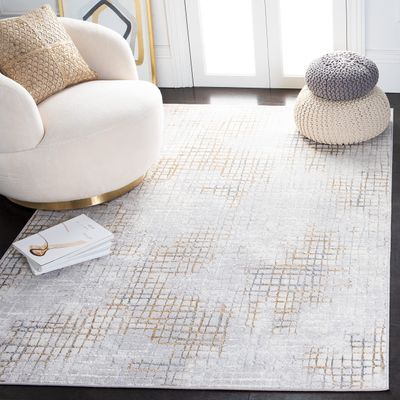SAFAVIEH Orchard Collection Accent Rug - 4'5" x 6'5", Grey & Gold, Modern Abstract Design, Non-Shedding & Easy Care, Ideal for High Traffic Areas in Entryway, Living Room, Bedroom (ORC672F)