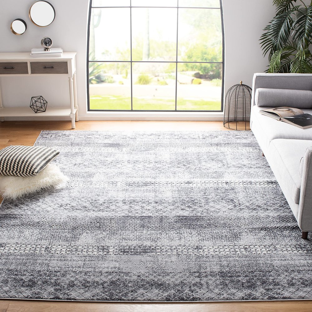 SAFAVIEH Area Rug 8x10 - Amelia Collection - Large - Grey & Ivory, Modern Design, Non-Shedding & Easy Cleaning, Ideal for Living Room, Bedroom, Office, Dining Space (ALA761F)