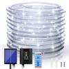 ANJAYLIA Solar Outdoor Rope Lights, 66FT 200 LED Solar Powered Rope Lights Outdoor, 8 Modes Timer Remote String Light Rope Solar Lights Outdoor Waterproof for Garden Decor, White view 1