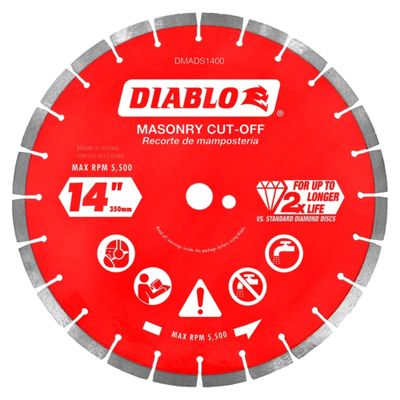 Diablo Diamond Segmented Masonry Cut-Off Blade - 14" Diameter, 3.2mm Kerf