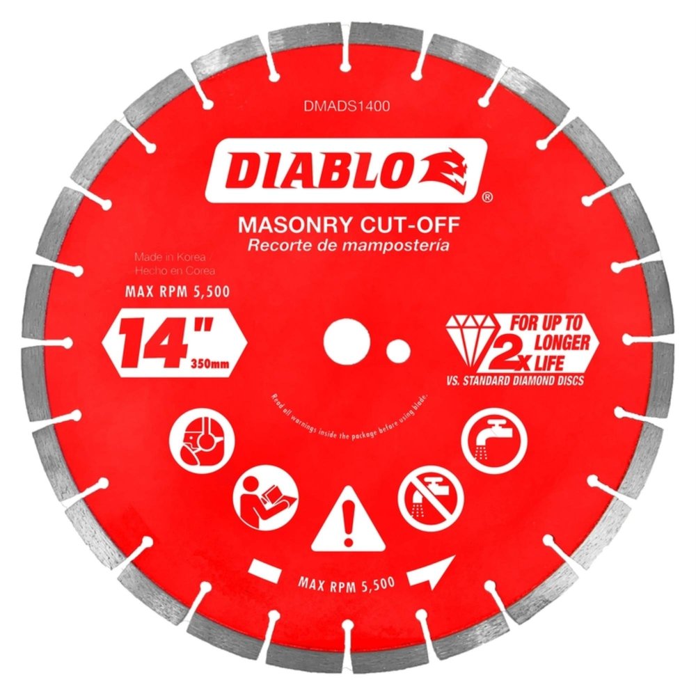 Diablo Diamond Segmented Masonry Cut-Off Blade - 14" Diameter, 3.2mm Kerf
