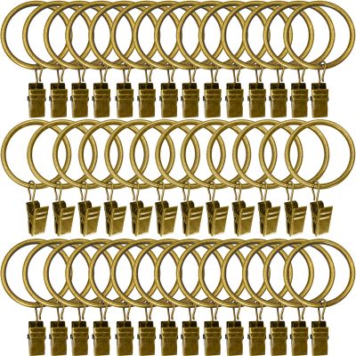AMZSEVEN 40 Pack Metal Curtain Rings with Clips, Drapery Clips Hooks, Decorative Curtain Rod Clips 1.5 in Interior Diameter, Antique Bronze