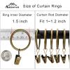 AMZSEVEN 40 Pack Metal Curtain Rings with Clips, Drapery Clips Hooks, Decorative Curtain Rod Clips 1.5 in Interior Diameter, Antique Bronze view 3