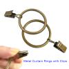 AMZSEVEN 40 Pack Metal Curtain Rings with Clips, Drapery Clips Hooks, Decorative Curtain Rod Clips 1.5 in Interior Diameter, Antique Bronze view 4