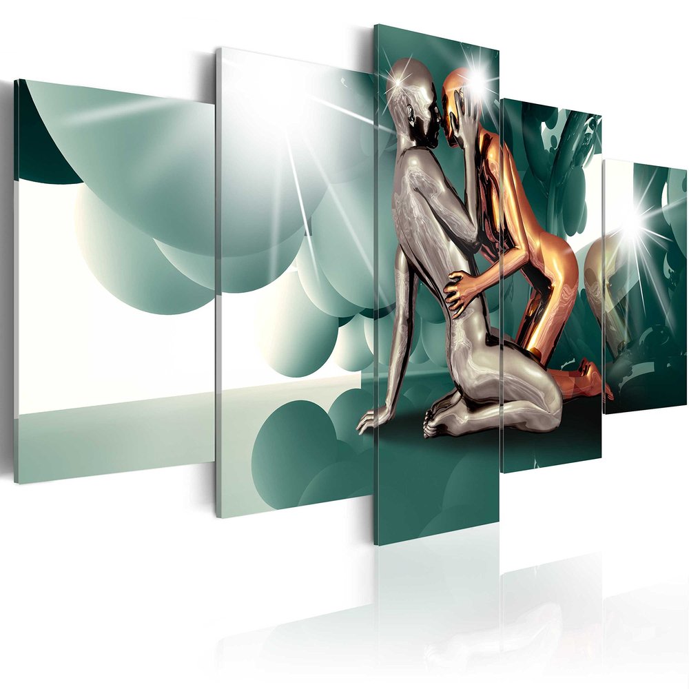 artgeist Textured Canvas Wall Art Abstract Couple 80x40 in - 5pcs Painting Canvas Prints Picture Artwork Image Framed Contemporary Modern Photo Wall Home h-A-0046-b-o