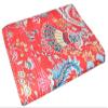 YUVANCRAFTS Indian Handmade Mukut Print Single Kantha Pure Cotton Multi Color Twin Size Kantha Throw Blanket Bedspread (RED) view 3