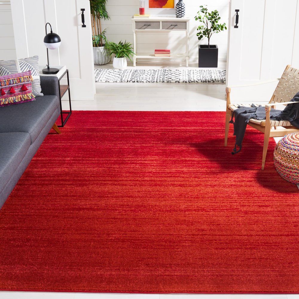 SAFAVIEH Area Rug 8x10 - Adirondack Collection - Large - Red & Grey, Modern Ombre Design, Non Shedding & Easy to Clean, Ideal for Living Room, Bedroom, Office, Dining Space (ADR113Q)