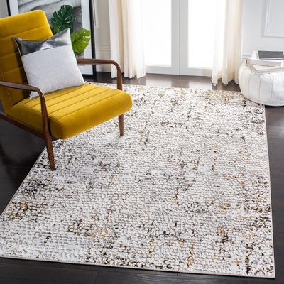 SAFAVIEH Area Rug 8x10 - Amelia Collection - Large - Grey & Gold, Modern Design, Non-Shedding & Easy Cleaning, Ideal for Living Room, Bedroom, Office, Dining Space (ALA254F)