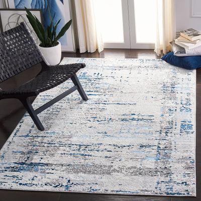 SAFAVIEH Amelia Collection Accent Rug - 4'5" x 6'5", Grey & Blue, Modern Abstract Design, Non-Shedding & Easy Care, Ideal for High Traffic Areas in Entryway, Living Room, Bedroom (ALA271G)