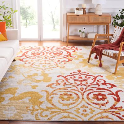 SAFAVIEH Area Rug 8x10 - Adirondack Collection - Large - Grey & Gold, Floral Glam Damask Design, Non-Shedding & Easy Cleaning, Ideal for Living Room, Bedroom, Office, Dining Space (ADR114D)