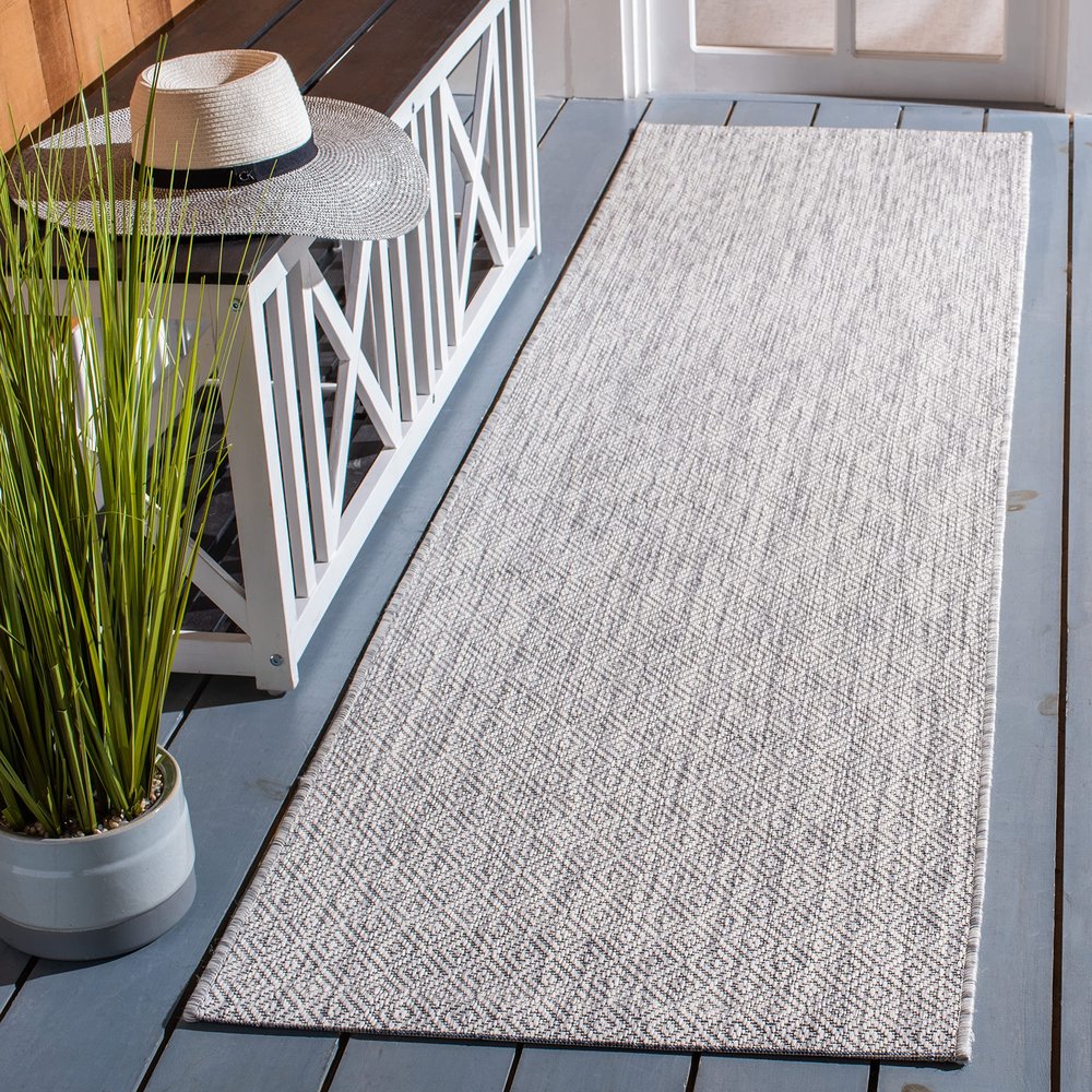 SAFAVIEH Washable Rug Outdoor Courtyard Collection - 2'3" x 16' Runner, Grey, Non-Shedding & Easy Cleaning, Ideal for Patio, Entryway, Mudroom, Hallway, Kitchen (CY8520-36811)