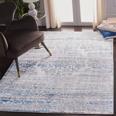 SAFAVIEH Area Rug 8x10 - Amelia Collection - Large - Grey & Blue, Modern Design, Non-Shedding & Easy Cleaning, Ideal for Living Room, Bedroom, Office, Dining Space (ALA298F)
