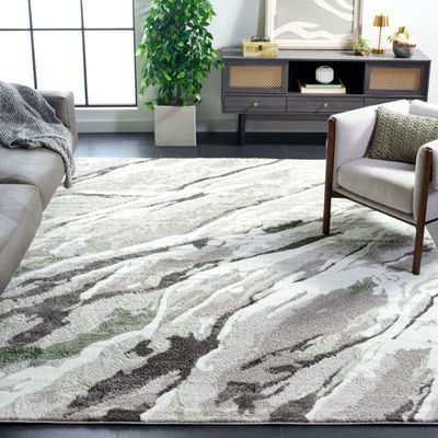 SAFAVIEH Area Rug 8x10 - Century Collection - Large - Grey & Green, Modern Abstract Design, Non-Shedding & Easy Cleaning, Ideal for Living Room, Bedroom, Office, Dining Space (CTY324F)