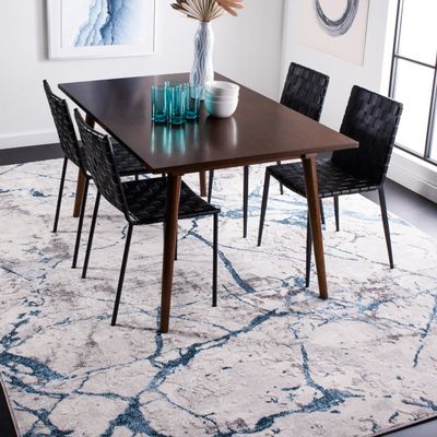 SAFAVIEH Area Rug 8x10 - Amelia Collection - Large - Grey & Blue, Modern Design, Non-Shedding & Easy Cleaning, Ideal for Living Room, Bedroom, Office, Dining Space (ALA293F)