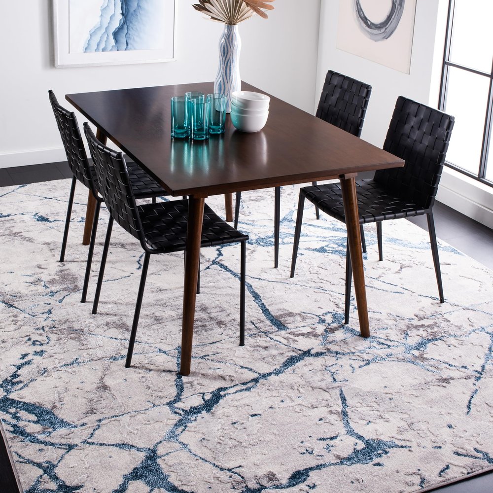 SAFAVIEH Area Rug 8x10 - Amelia Collection - Large - Grey & Blue, Modern Design, Non-Shedding & Easy Cleaning, Ideal for Living Room, Bedroom, Office, Dining Space (ALA293F)