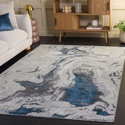 SAFAVIEH Amelia Collection Accent Rug - 4'5" x 6'5", Grey & Blue, Modern Abstract Design, Non-Shedding & Easy Care, Ideal for High Traffic Areas in Entryway, Living Room, Bedroom (ALA277F)