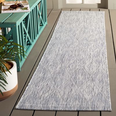 SAFAVIEH Washable Rug Outdoor Courtyard Collection - 2'3" x 20' Runner, Grey, Non-Shedding & Easy Cleaning, Ideal for Patio, Entryway, Mudroom, Hallway, Kitchen (CY8522-36811)