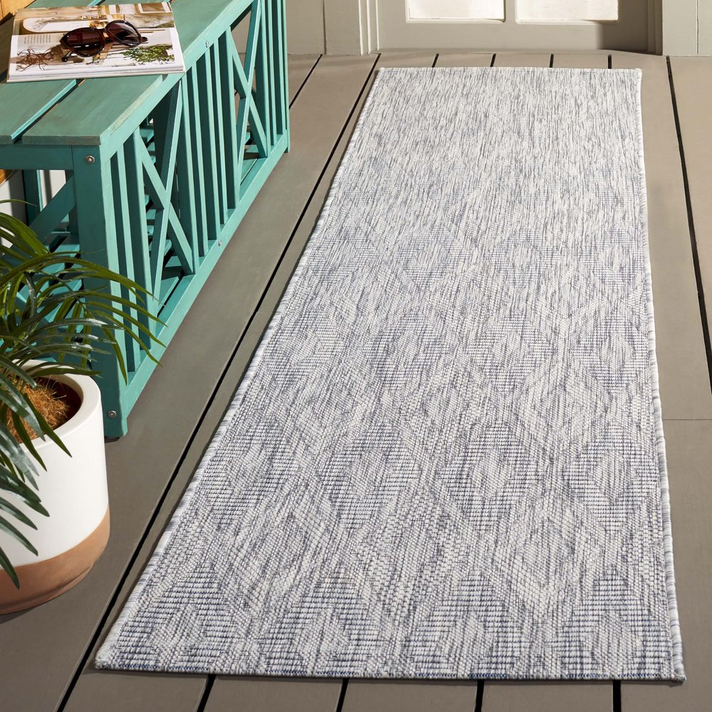 SAFAVIEH Washable Rug Outdoor Courtyard Collection - 2'3" x 20' Runner, Grey, Non-Shedding & Easy Cleaning, Ideal for Patio, Entryway, Mudroom, Hallway, Kitchen (CY8522-36811)