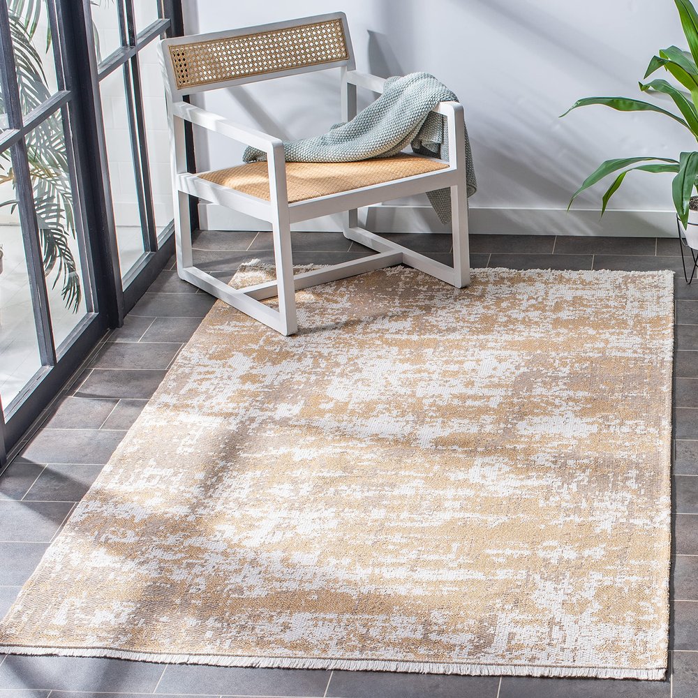 SAFAVIEH Area Rug 8x10 - Augustine Collection - Large - Taupe & Grey, Modern Abstract Fringe Design, Easy Cleaning, Ideal for Living Room, Bedroom, Office, Dining Space (AGT469E)