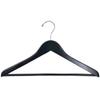 NAHANCO 8217CH20 Economy Wooden Suit Hanger with Attached Pant Bar, Chrome Hook, 17", Black (Pack of 20) view 1