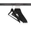 NAHANCO 8217CH20 Economy Wooden Suit Hanger with Attached Pant Bar, Chrome Hook, 17", Black (Pack of 20) view 2
