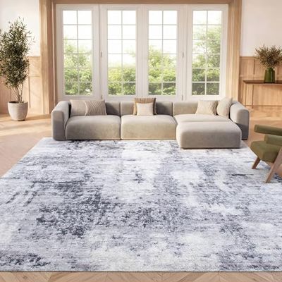 SAFAVIEH Area Rug 8x10 - Amelia Collection - Large - Grey & Ivory, Modern Design, Non-Shedding & Easy Cleaning, Ideal for Living Room, Bedroom, Office, Dining Space (ALA777F)